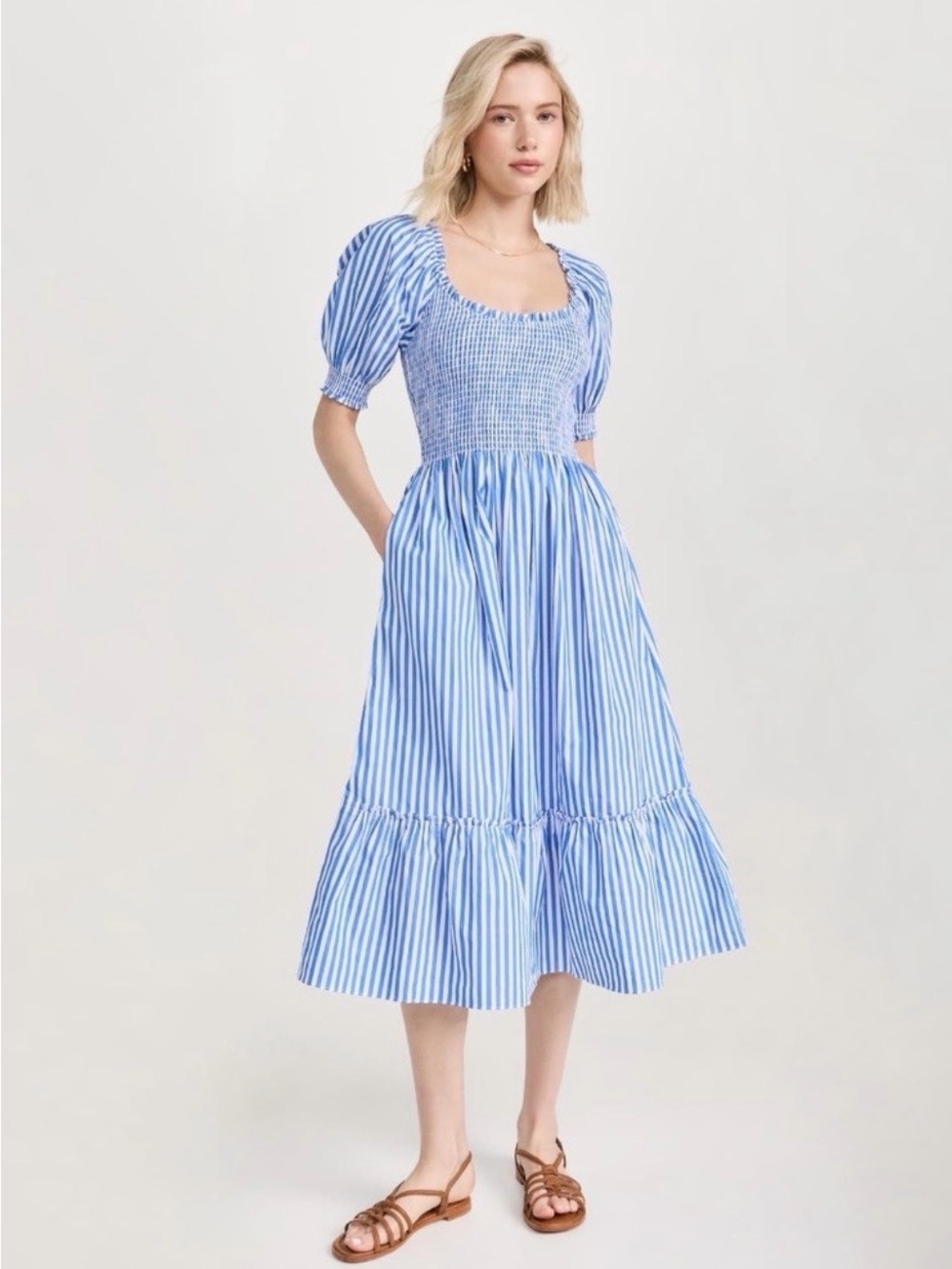 NWT Hill House Home Louisa Nap‎ Blueberry Stripe Midi Dress